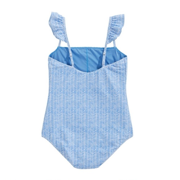 NWT Vineyard Vines XL One Piece Swimsuit Chevron Geo Bayside Blue White $90 - Picture 2 of 8